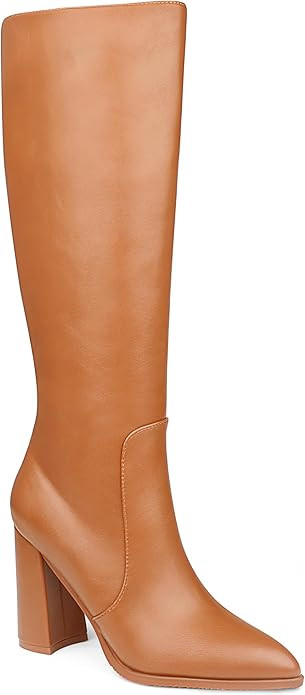 Zzheels Go Go Boots for women Pointed Toe Chunky Heel Boots Women's Knee High Boots Closed Toe wi... | Amazon (US)