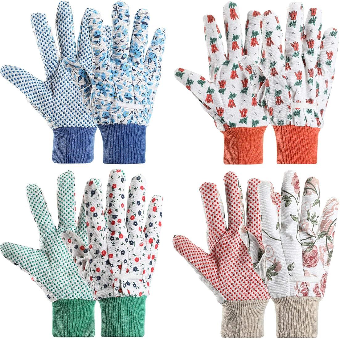 Geiserailie 4 Pairs Garden Gloves Floral Gardening Gloves with Soft PVC Dots Gloves Women Working... | Amazon (US)