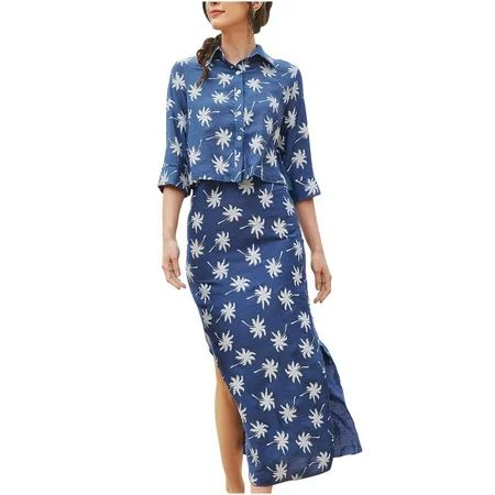Mallwal Women Matching Sets Outfits Womens Linen Set Clothing Set Female V-Neck Sleeveless Tops Skirt Suit Full Pant Style S_681 Women s Tracksuits Blue S | Walmart (US)