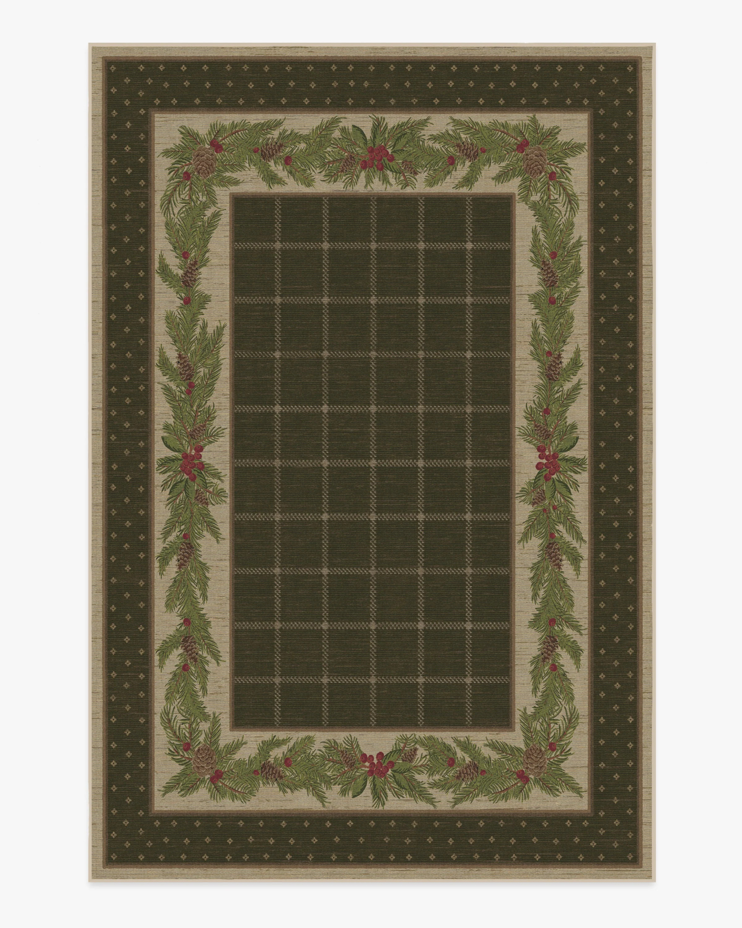 Pine Border Dark Olive Rug | Ruggable