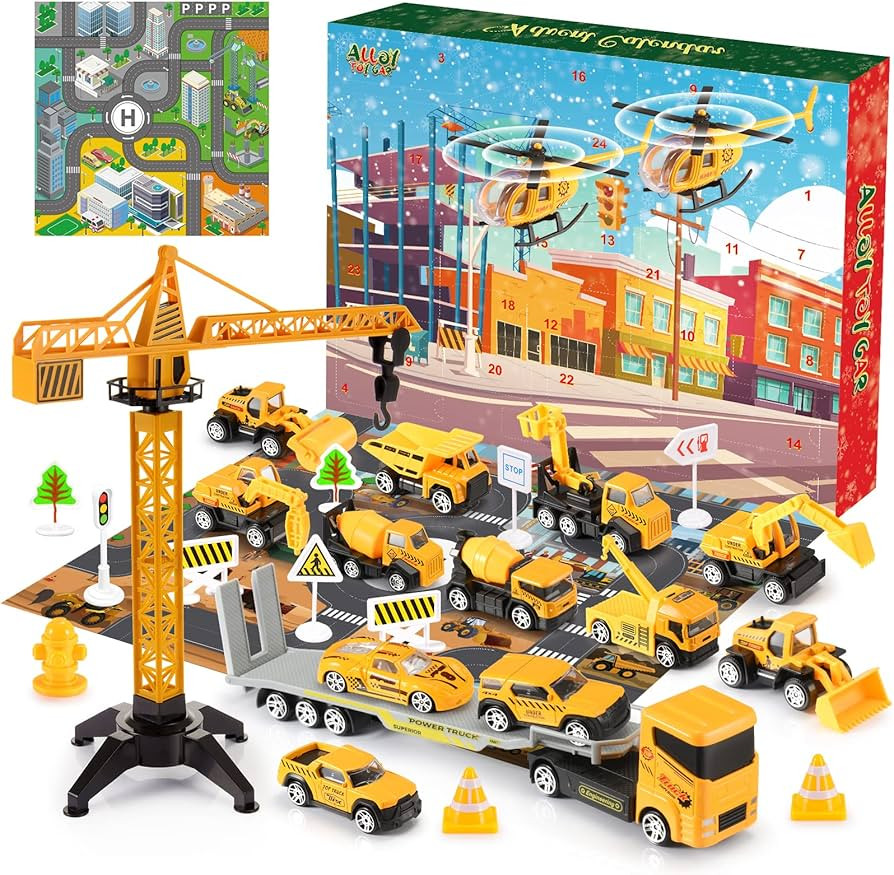Advent Calendar: Alloy Construction Engineering Vehicle Toy Sets Plus 2 Mats, Christmas Gifts Toy... | Amazon (US)
