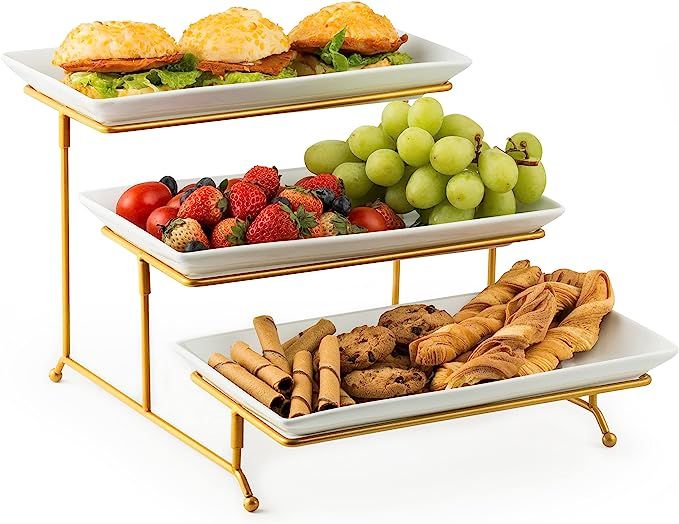 Large 3 Tier Serving Tray with Serving Stand, Serving Dishes for Entertaining, Suitable for Desse... | Amazon (US)