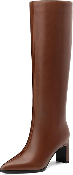 SKYSTERRY Knee High Boots for Women Chunky Block High Heel Pointed Toe Tall Boots Comfortable Sid... | Amazon (US)