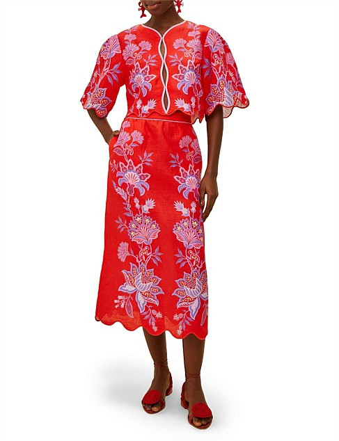 Farm Rio Porcelein Garden Ss Keyhole Blouse | David Jones | David Jones (Australia & New Zealand)