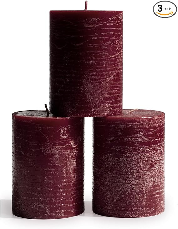 CANDWAX 3x4 Pillar Candle Set of 3 - Decorative Rustic Candles Unscented and No Drip Candles - Id... | Amazon (US)