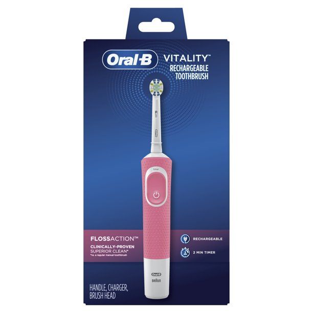 Oral-B Vitality Flossaction Rechargeable Electric Toothbrush, Pink - Walmart.com | Walmart (US)