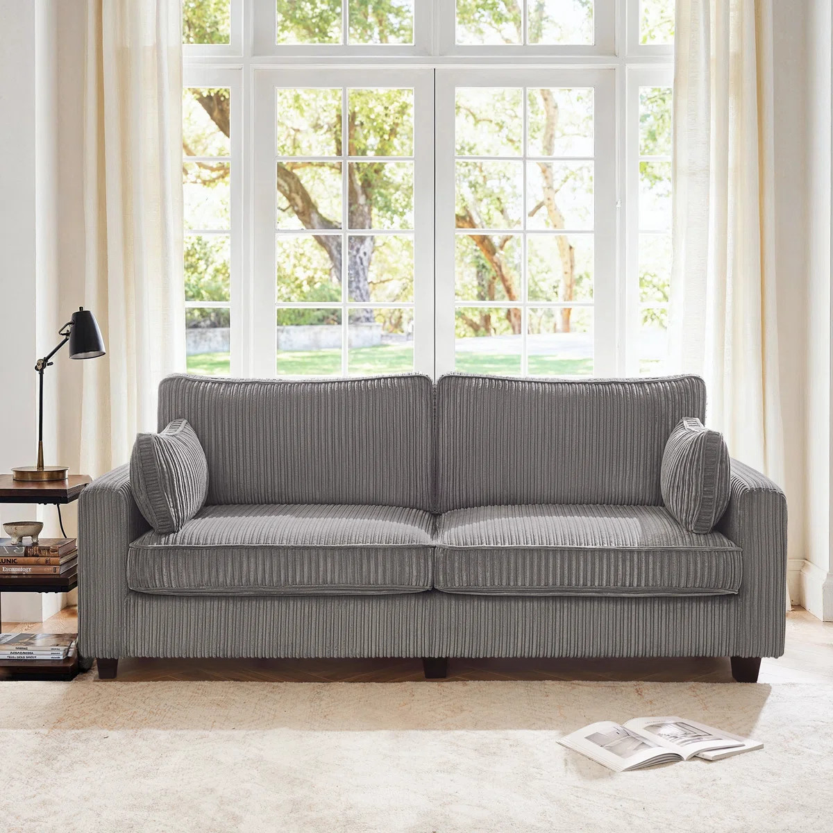 80.71'' Upholstered Square arm standard  3 seater sofa | Wayfair North America
