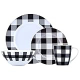 Winter Frost White, Black Plates and Bowls Sets, Modern Dinnerware Set, Kitchen Dinnerware Sets, ... | Amazon (US)