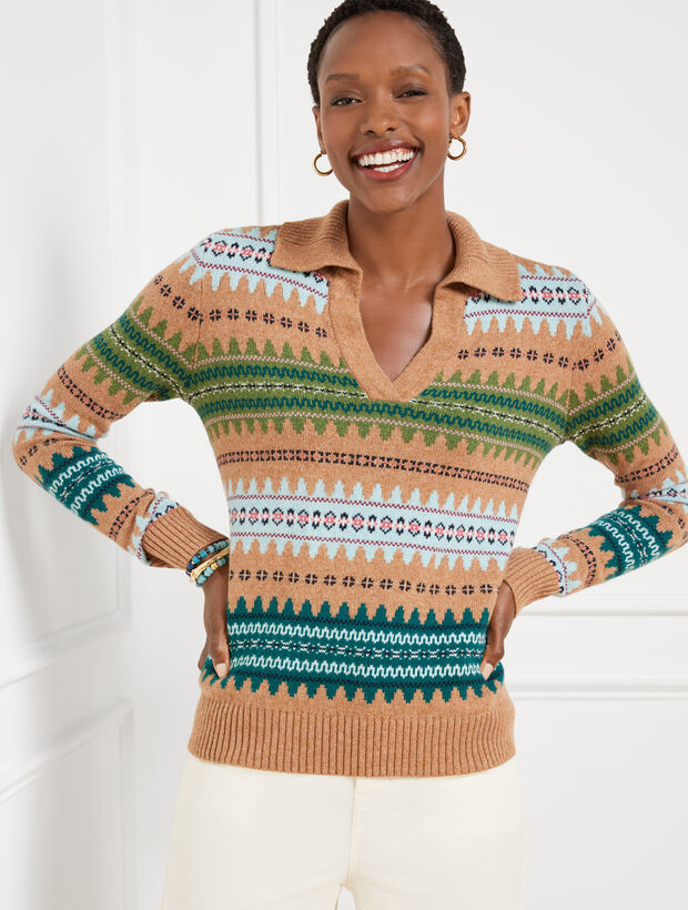 Johnny Collar Sweater - Autumn Fair Isle | Talbots