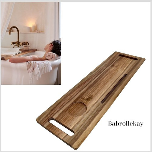 Acacia Wood Bath Tub Tray Organizer, Storage, Spa Inspired  | eBay | eBay US
