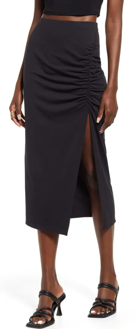 Open Edit Ruched Knit Midi Skirt | Nordstrom | Nordstrom