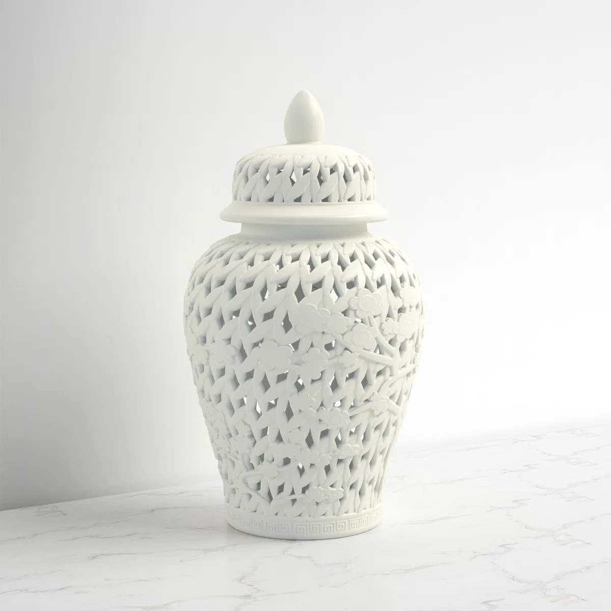 Stoneware Ceramic Jar with Intricate Cutout Design and Removable Lid | Wayfair North America