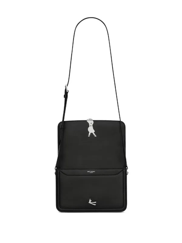 Saint Laurent monogram-logo Leather Messenger Bag | Black | FARFETCH LV | Farfetch Global