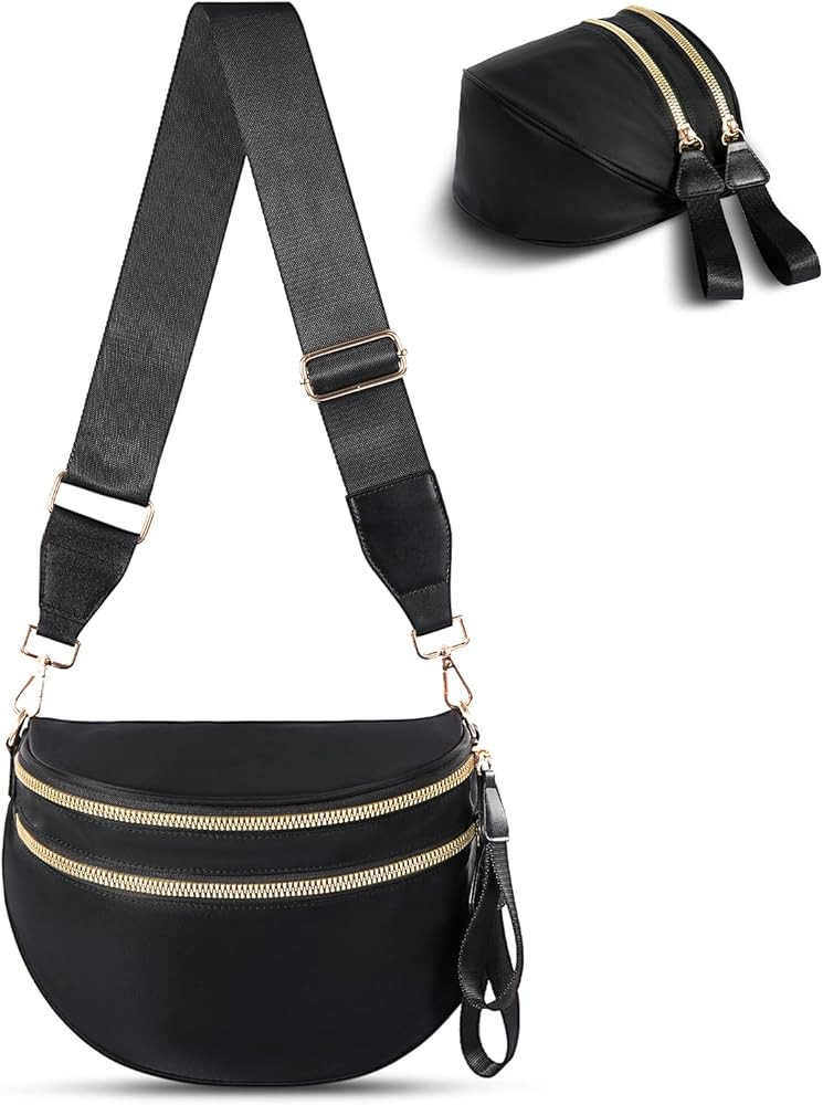 Checkered Crossbody Bag,Nylon Bum Bags for Women Crossbody,Spacious Sling Bag Purse Fanny Packs w... | Amazon (US)