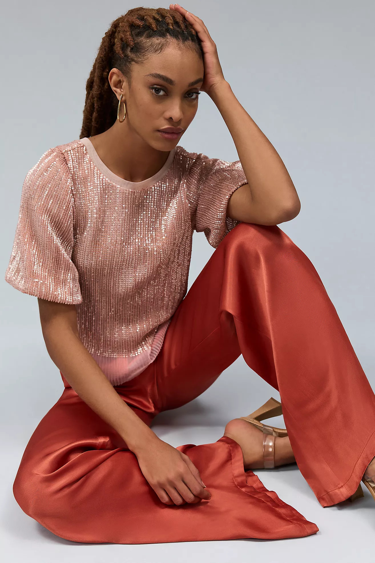 Sarah Hann Sequined Puff-Sleeve Top | Anthropologie (US)