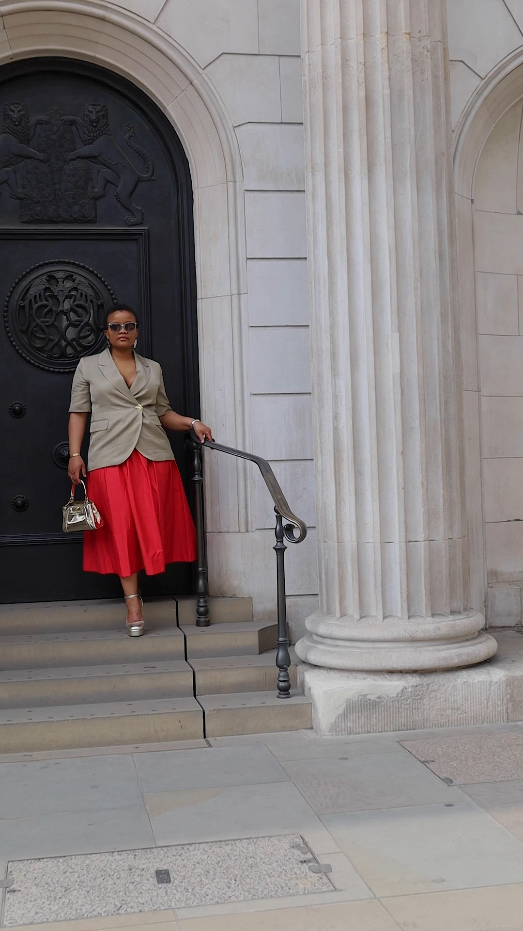 Summer in the city with a red and khaki combo.Jacket Mint Velvet s14 TTS

#LTKsummer #LTKuk #LTKmodest