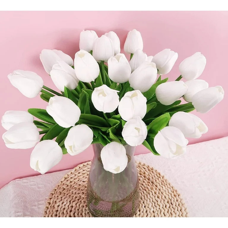 Scidweet 20Pcs Fake Tulips Faux Tulip Real Touch Vase Artificial Flowers for Home Decoration Flor... | Walmart (US)
