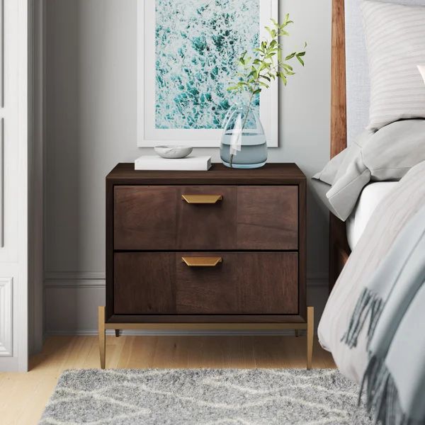 Gerrity 2 - Drawer Nightstand in Dark Mango/Antique Brass | Wayfair North America