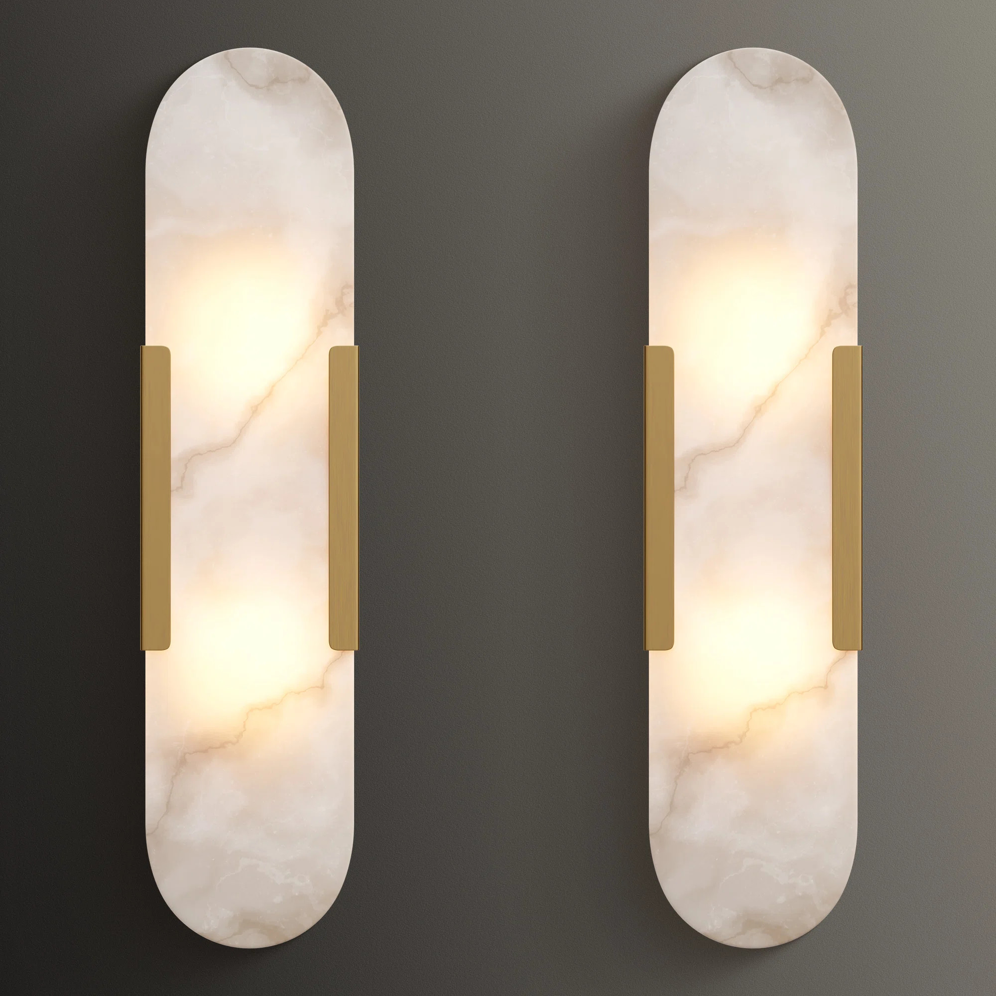 Orren Ellis Anjuta Brass/ Natural Alabaster Wall Sconces for Bathroom & Reviews | Wayfair | Wayfair North America