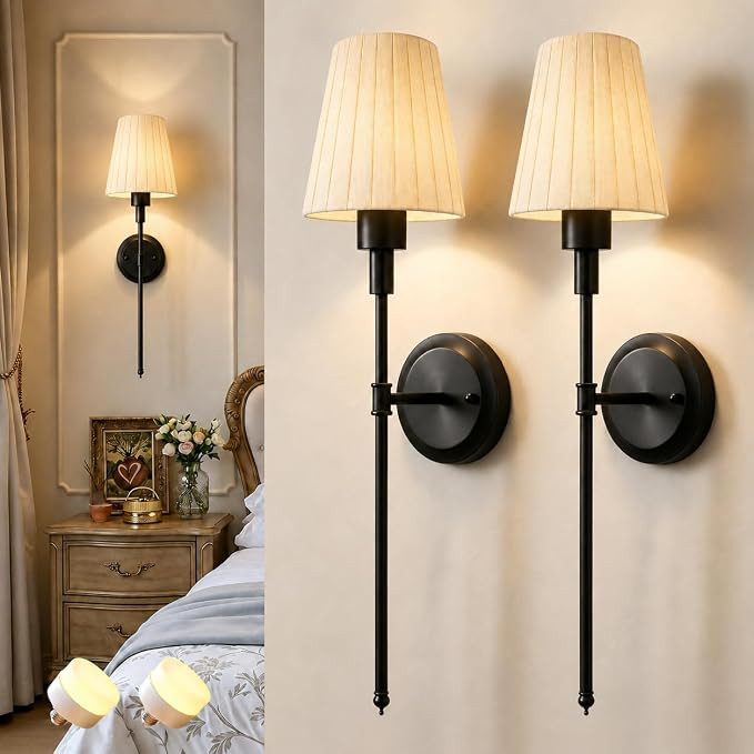 Battery Operated Wall Sconce Set of 2, 10 Color Wireless Wall Light Easy to Install, Sconce Wall ... | Amazon (US)