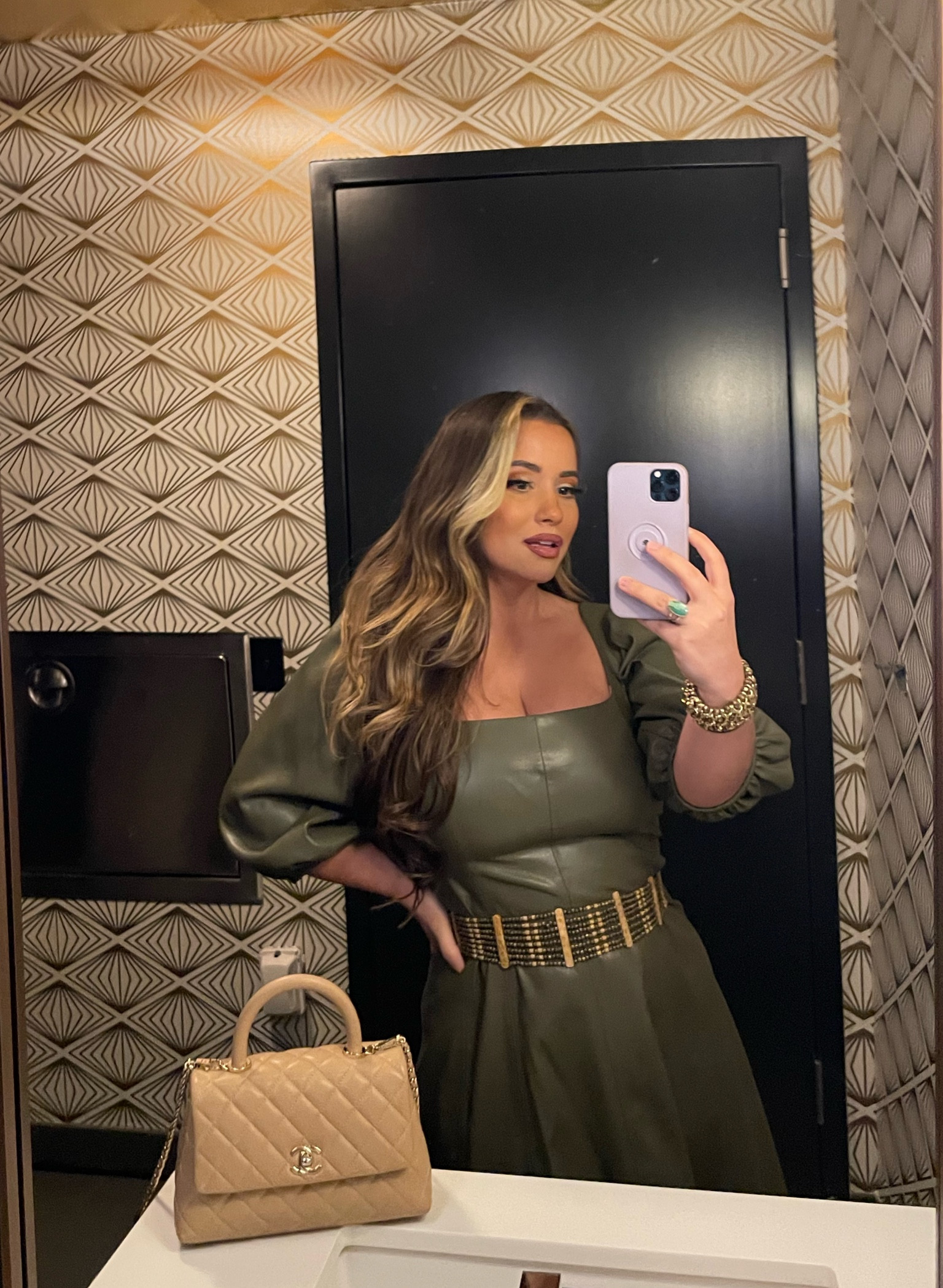 I loved pairing this look together for a dinner with my friend. The tones and color combinations were one of my favorite details. The dress itself is Calvin Klein and was purchased at Nordstrom Rack and the belt was purchased at a Chicago Flea Vintage Market. 🕊️ 

Leather dress, puff sleeve, olive green, beaded belt, leather, faux leather, pleather 

#LTKSeasonal #LTKstyletip #LTKbeauty