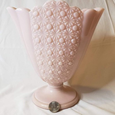 Fenton Rose Pink Pastel Daisy & Button Fan Vase Pre Logo 1950s | eBay US