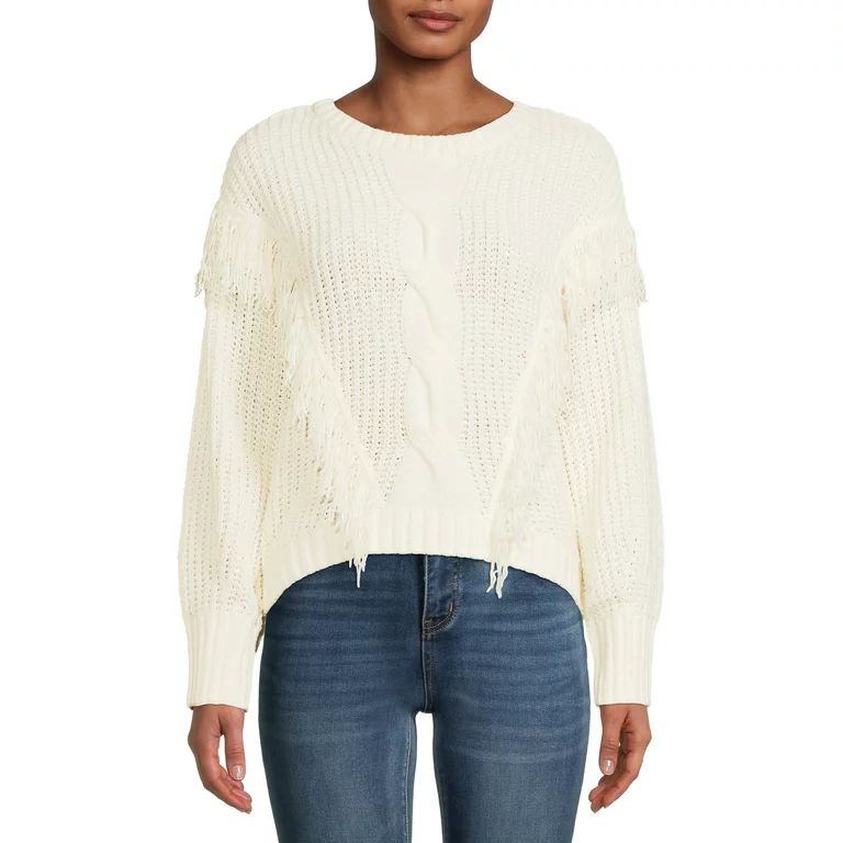 No Boundaries Juniors' Chenille Fringe Sweater | Walmart (US)