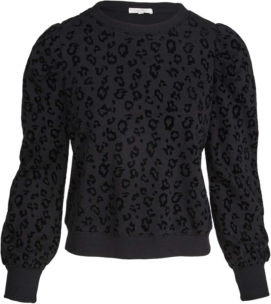 Z SUPPLY Women's Leopard Puff Sleeve Sweatshirt | Amazon (US)