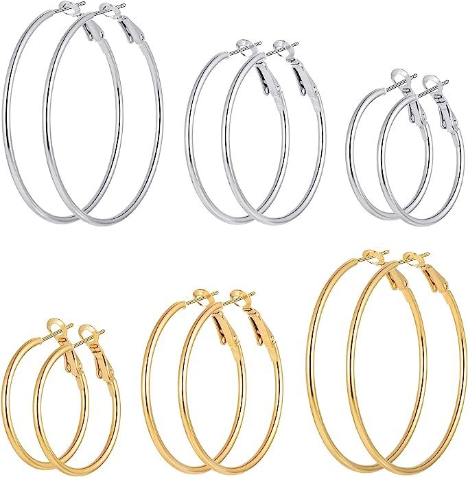 Hoop Earrings for Women Girls, Stainless Steel Hypoallergenic Geometric Hoops Women's Earrings Lo... | Amazon (US)
