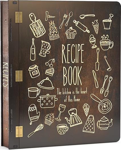 Wood Recipe Book Binder (3 Ring) - Includes 25 Plastic (8.5" x 11") Left Loading Sleeves (holds 5... | Amazon (US)