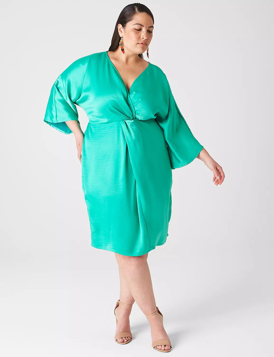 Dolman-Sleeve Front-Twist Midi Dress | LaneBryant | Lane Bryant (US)