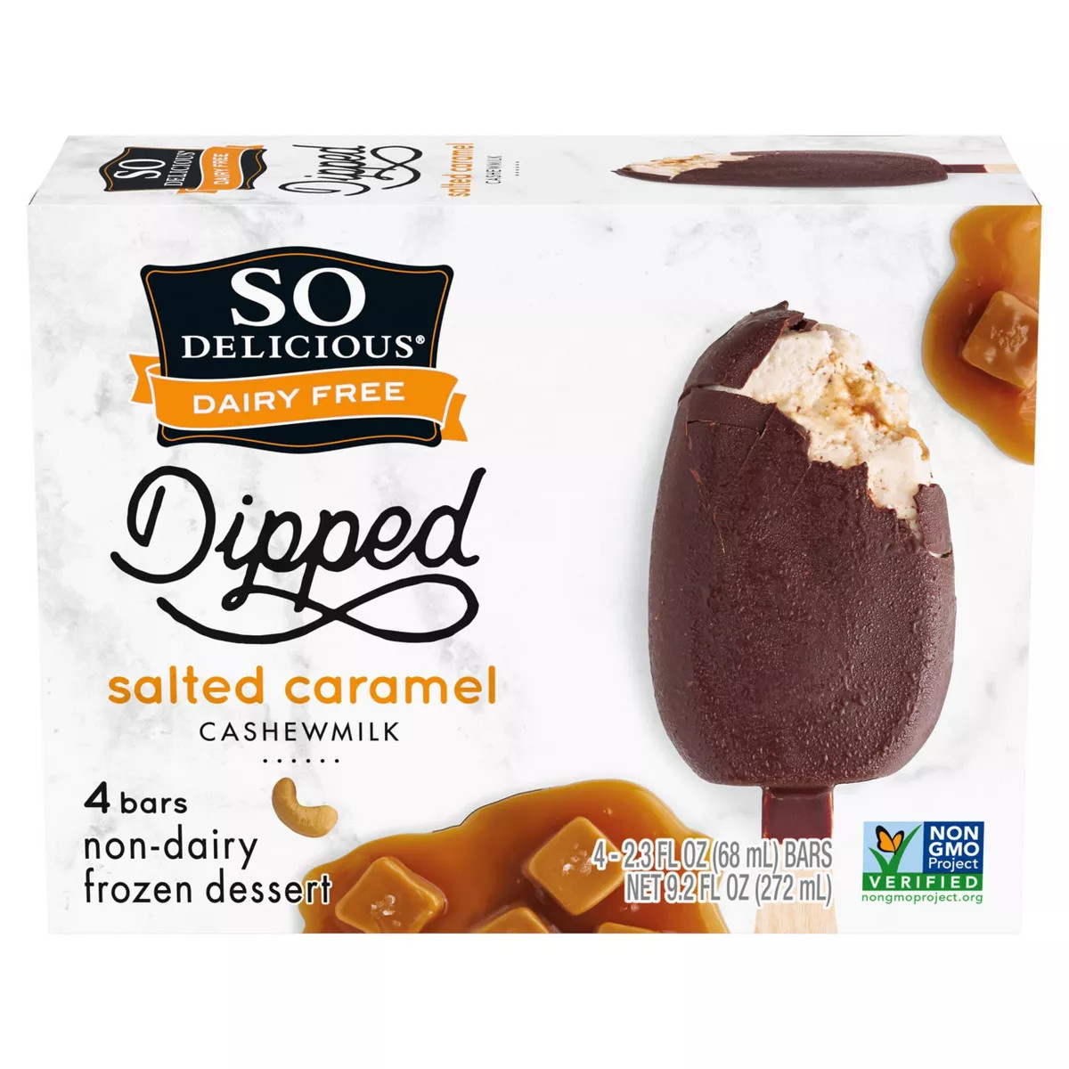 So Delicious Dipped Salted Caramel Cashew Milk Non-Dairy Frozen Dessert Bar - 4ct/9.2 fl oz | Target