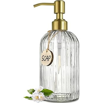 JASAI 18Oz Glass Soap Dispenser with Golden Pump for Kitchen,Refillable Liquid Hand soap Dispense... | Amazon (US)