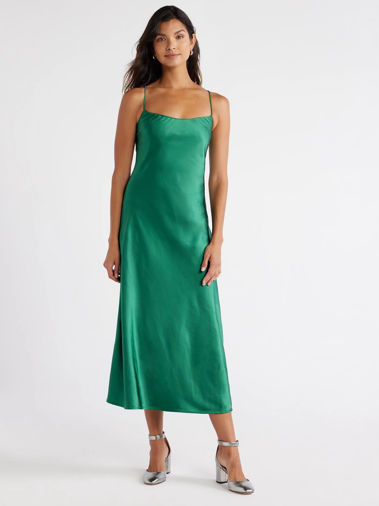 Free Assembly Women's Sleeveless Midi Slip Dress, Sizes XS-XXXL - Walmart.com | Walmart (US)
