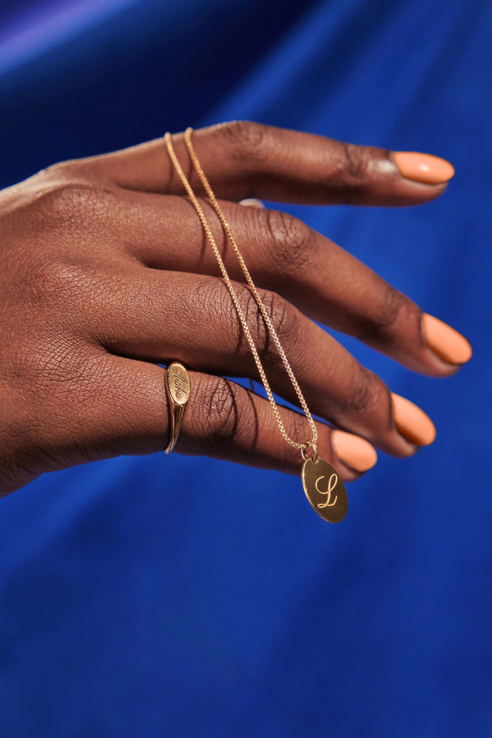 Engraved Oval Pendant Necklace - Personalized Oval Charm - Initial Necklace - 14k Gold Filled or ... | Etsy (US)