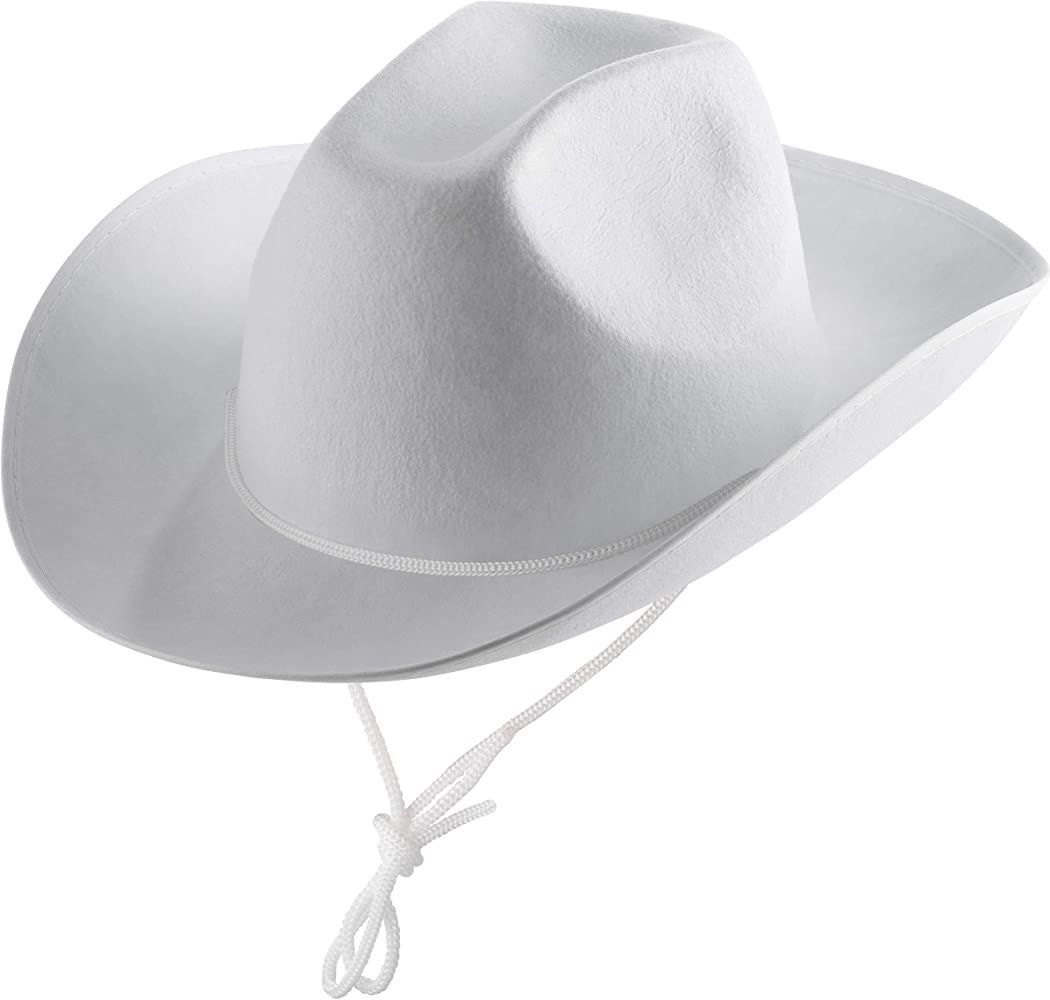 White Cowboy Hat (Pack of 2) Felt Cowboy Hat with Adjustable Neck Draw String, for Dress-Up Parties  | Amazon (US)