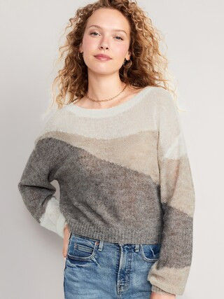 Sheer Boat-Neck Sweater for Women | Old Navy (US)