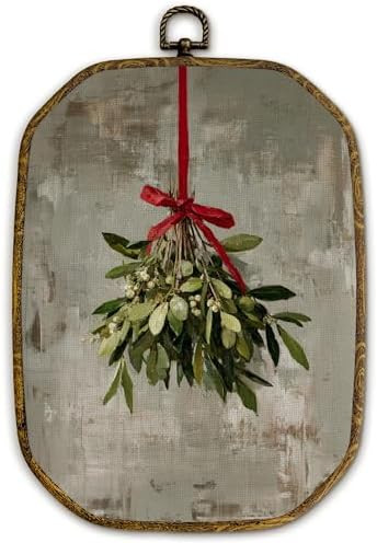 Yjeslw Vintage Christmas Mistletoe Octagon Wall Art Decor, Moody Farmhouse Framed Canvas Prints, ... | Amazon (US)