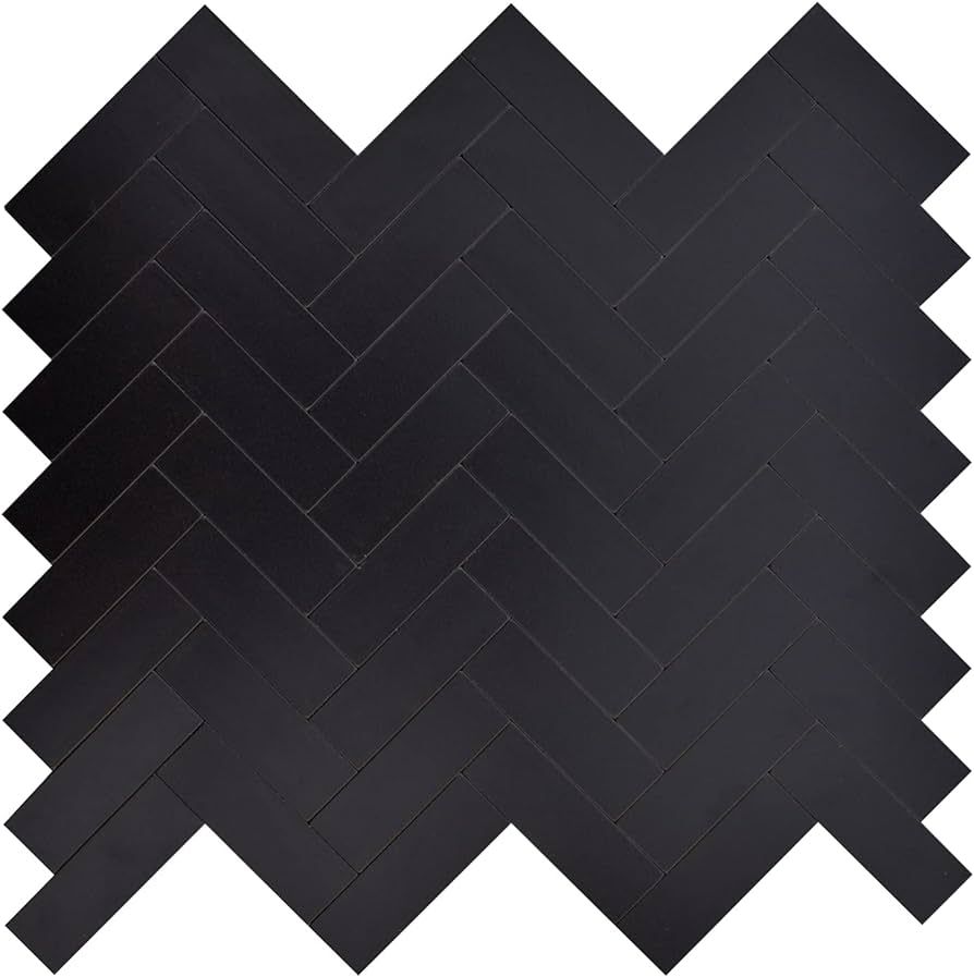 Miscasa 12-Sheet Kitchen Backsplash Peel and Stick Tile, Black Herringbone Aluminum Composite Pan... | Amazon (US)