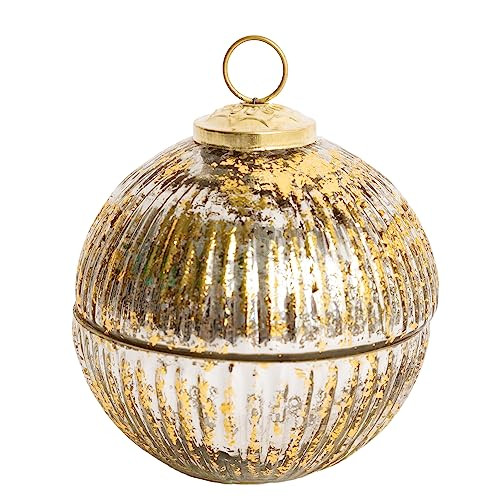 Mary Square 47334 Distressed Gold Foil Ball 13 oz Glass Decorative Hanging Christmas Candle Ornament | Amazon (US)