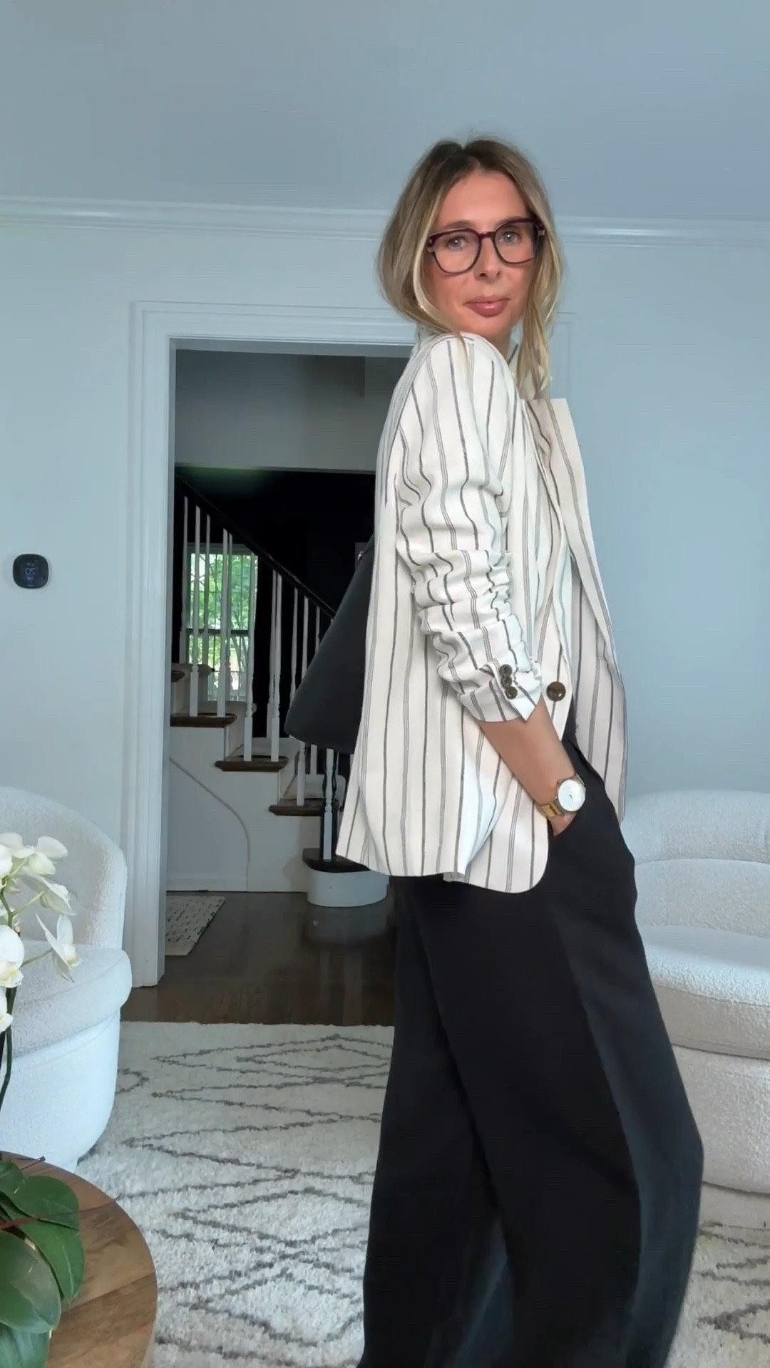 NINE TO FIVE STYLE - PART ONE! 

ok, where are my teachers, therapists, office workers, and administrators at?!! this one is for you. 

i’ve pulled together a few looks that can be worn to work. some causal and something a little more professional. including SHOES! i get a lot of requests for work shoes! i’m basically counting the leopard print flats as a neutral.. throw them on with ANYTHING!! i always size down 1/2 a size with shoes at target. 

this is just part one, so stay tuned for part two. i didn’t want to overwhelm you in one post. i feel like this is a lot already! 🫣 

SAGE SET
the most comfortable set. showing you both tucked in and out! perfect to transition into fall. can mix and match. wearing xs shirt (i sized down) and small pants. love this look with both the sandal and leopard flats. 

STRIPED CARDIGAN
loving the olive stripes. great quality. i’m in the medium.

WHITE TOP
soft. stretchy. not too long (or too short) great work staple. wearing the small.

PINK JEANS
obsessed. love them. snag them now! perfect one for teachers to add a little color to your classroom! also, if you have a more casual office i think these are super cool! wearing size 4.

GREY KNIT TOP
love pink + grey together! a knit is so soft. stretchy. great quality. such a great staple you can wear again and again. i’m in the medium. 

STRIPED KNIT
perfect striped knit to add a little interest to your look. i gave this too in a few colors. absolute steal! wearing the medium. 

PINSTRIPED BLAZER
classic blazer but with a little personality. elevates a simple pants and a tee look to a more professional vibe. roll the sleeves and pop the collar for a little extra edge! wearing the small. 

BLACK PANTS
ok, i found these at target today. stretchy waistband. wide leg. a must have! i sized down to an xs. 

V NECK WHITE TOP
soft. good quality. not too long (or too short) great work staple. wearing the large.

office wear. workwear. teacher outfit. teachers. effortless style. target outfit. fall outfit. fall shoes. work shoes. ballet flats. 