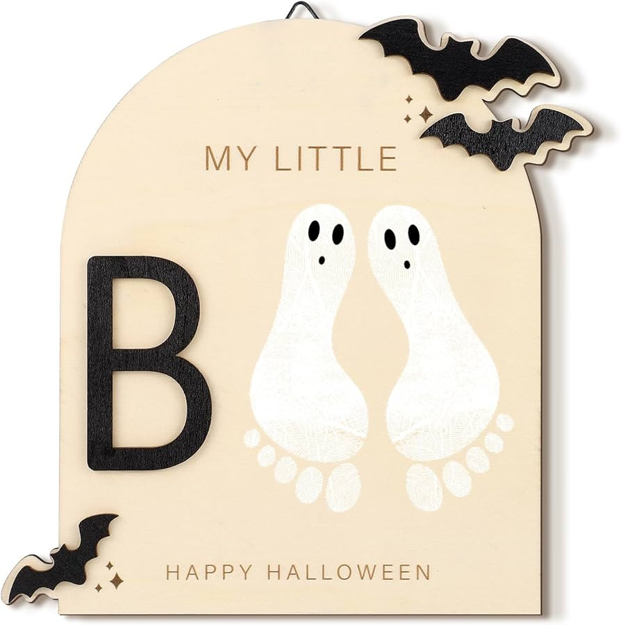 Baby's First DIY Footprint Art Wooden Milestone Card Keepsake Little Boo Sign Nursery Decorative ... | Amazon (US)