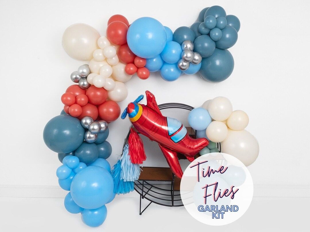 Time Flies DIY Glam Balloon Garland Arch Kit  • Vintage Airplane  • Fighter Jet  • Retro Re... | Etsy (US)
