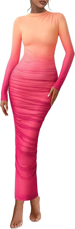PRETTYGARDEN Long Sleeve Maxi Dresses for Women Wedding Guest Fall Outfits | Amazon (US)