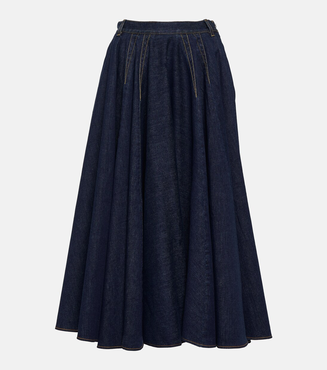 Pleated high-rise denim midi skirt | Mytheresa (US/CA)