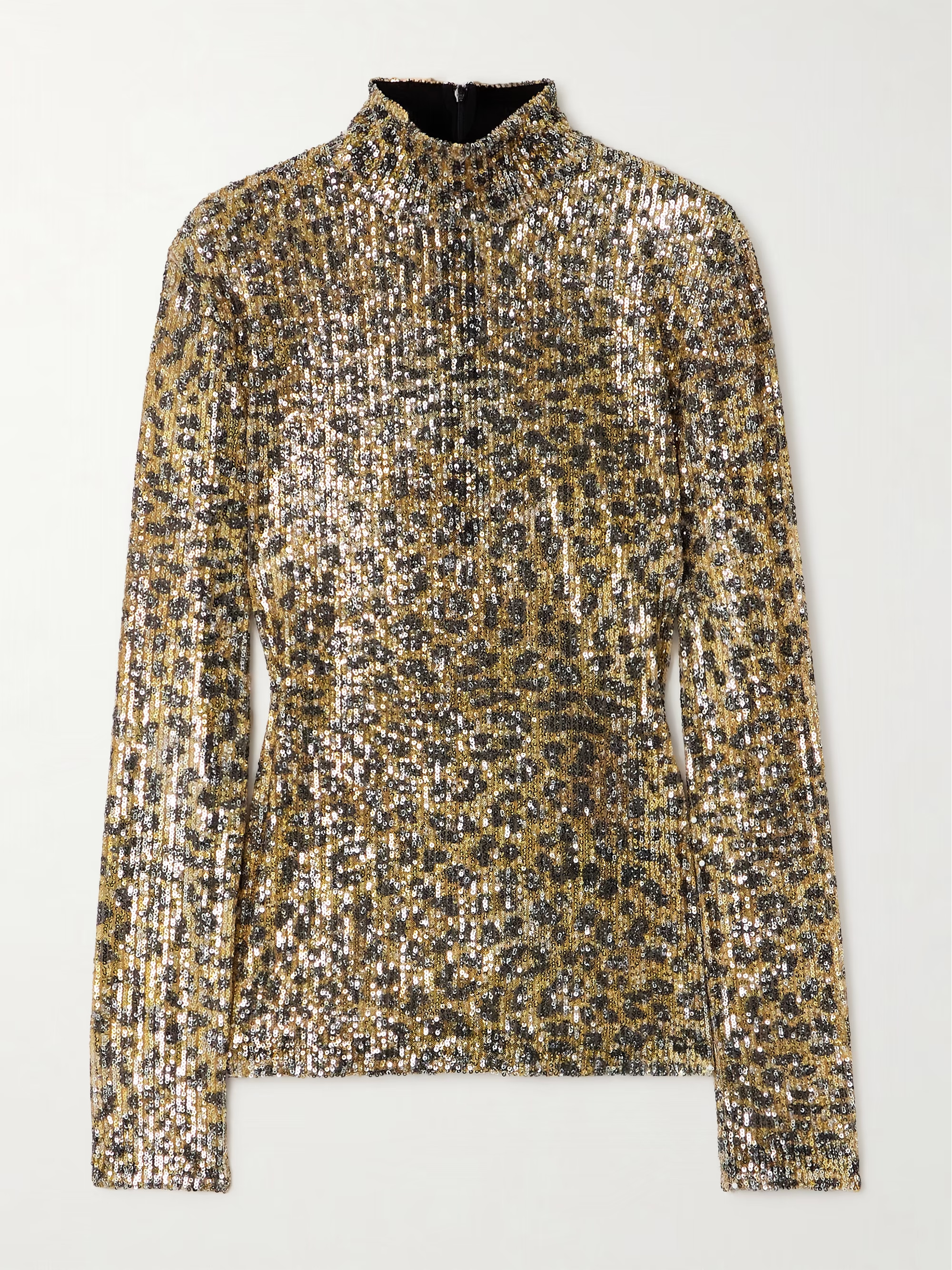 Romy sequin-embellished leopard-print mesh turleneck top | NET-A-PORTER (UK & EU)