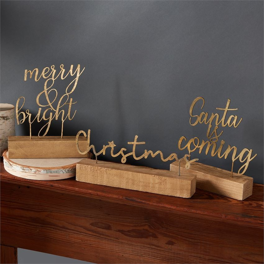 Gold "Santa is Coming" Table Sitter | Mud Pie (US)