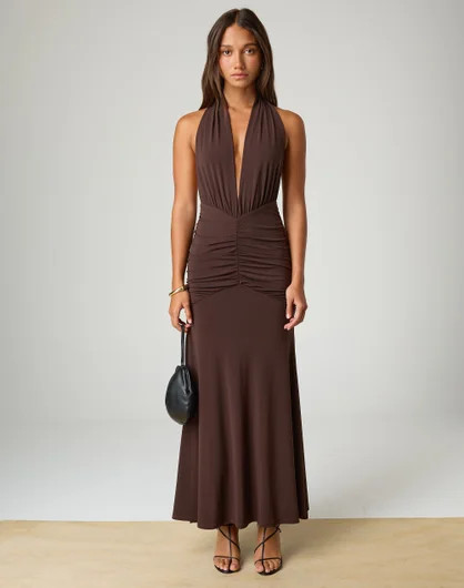 Ruched Halter Neck Maxi Dress | Glassons (Australia)