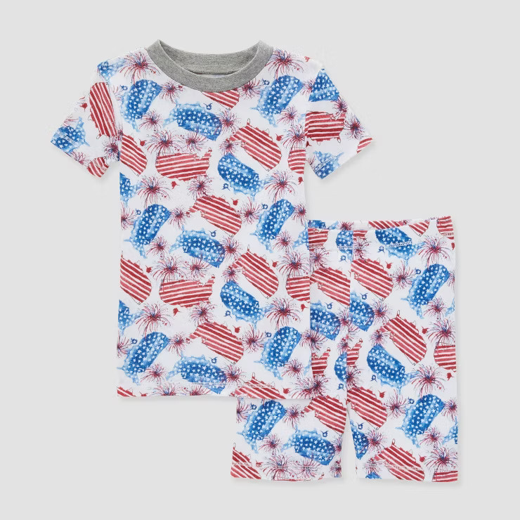 Burt's Bees Baby® Toddler Boys' 2pc Americana Organic Cotton Snug Fit Pajama Set - White | Target