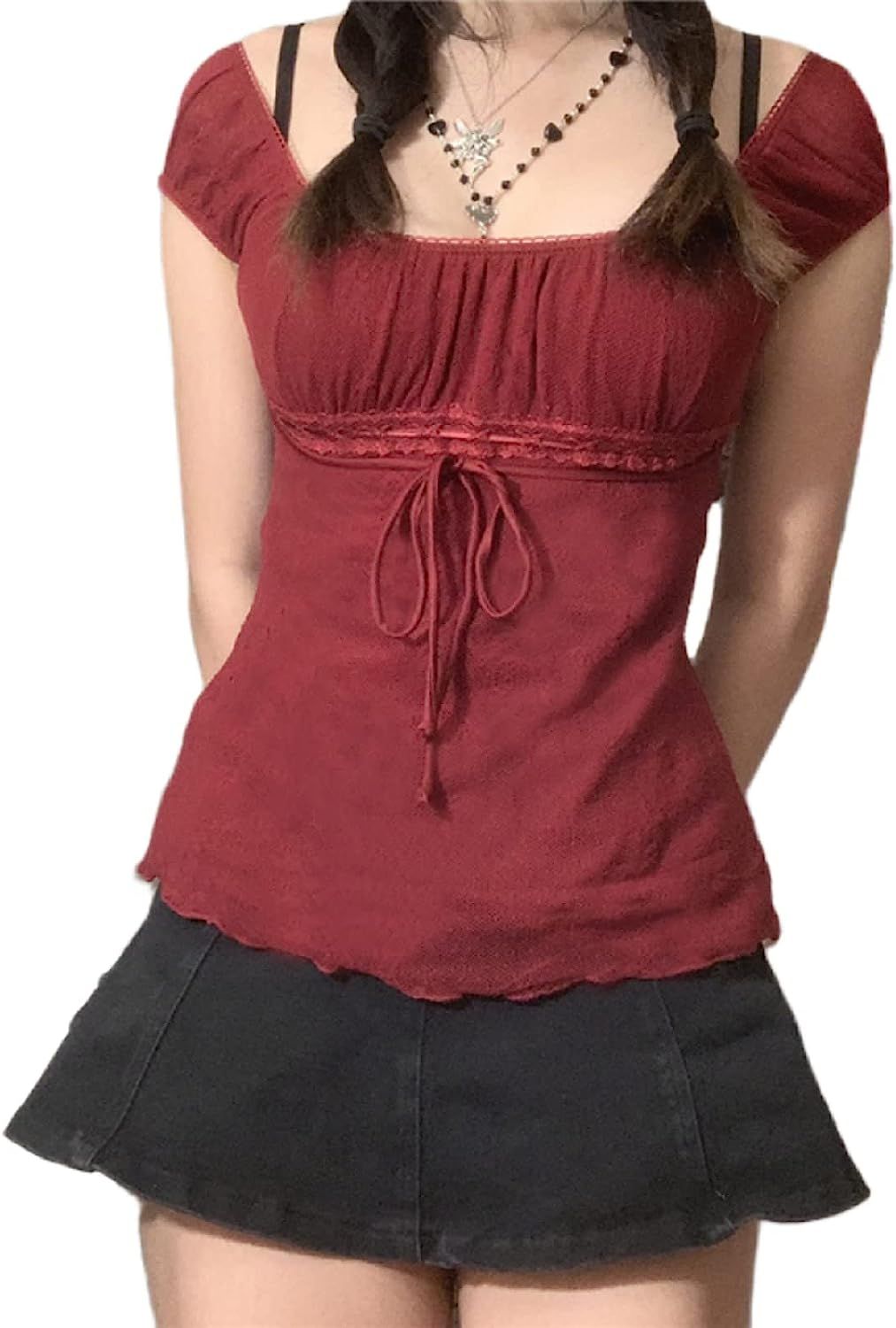 Womens E-Girls Short Sleeve T-Shirt Y2k Graphic Print Crop Tops Crewneck Fairy Grunge Tee Tops Ae... | Amazon (US)